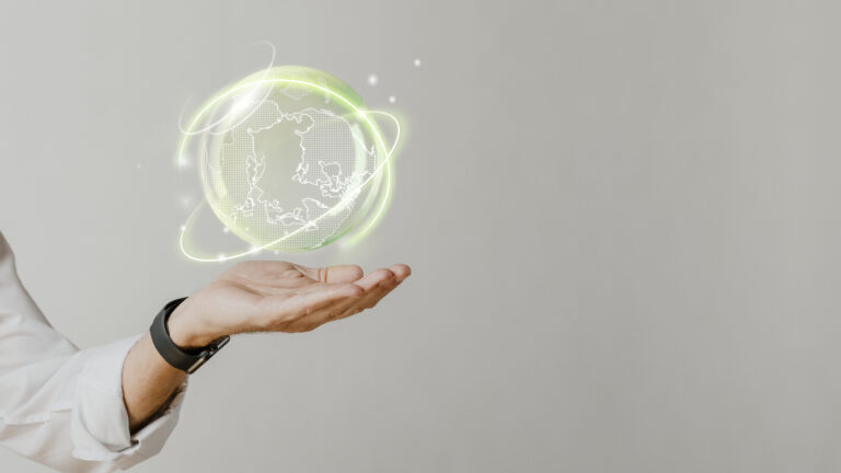 A imagem mostra um desenho representando eficiência energética.