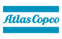 A imagem mostra o logotipo da marca parceira, Atlas Copco.